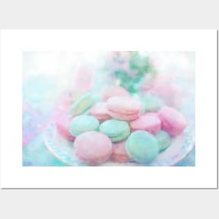 Pink & Mint Macarons Impressionist Painting Posters and Art